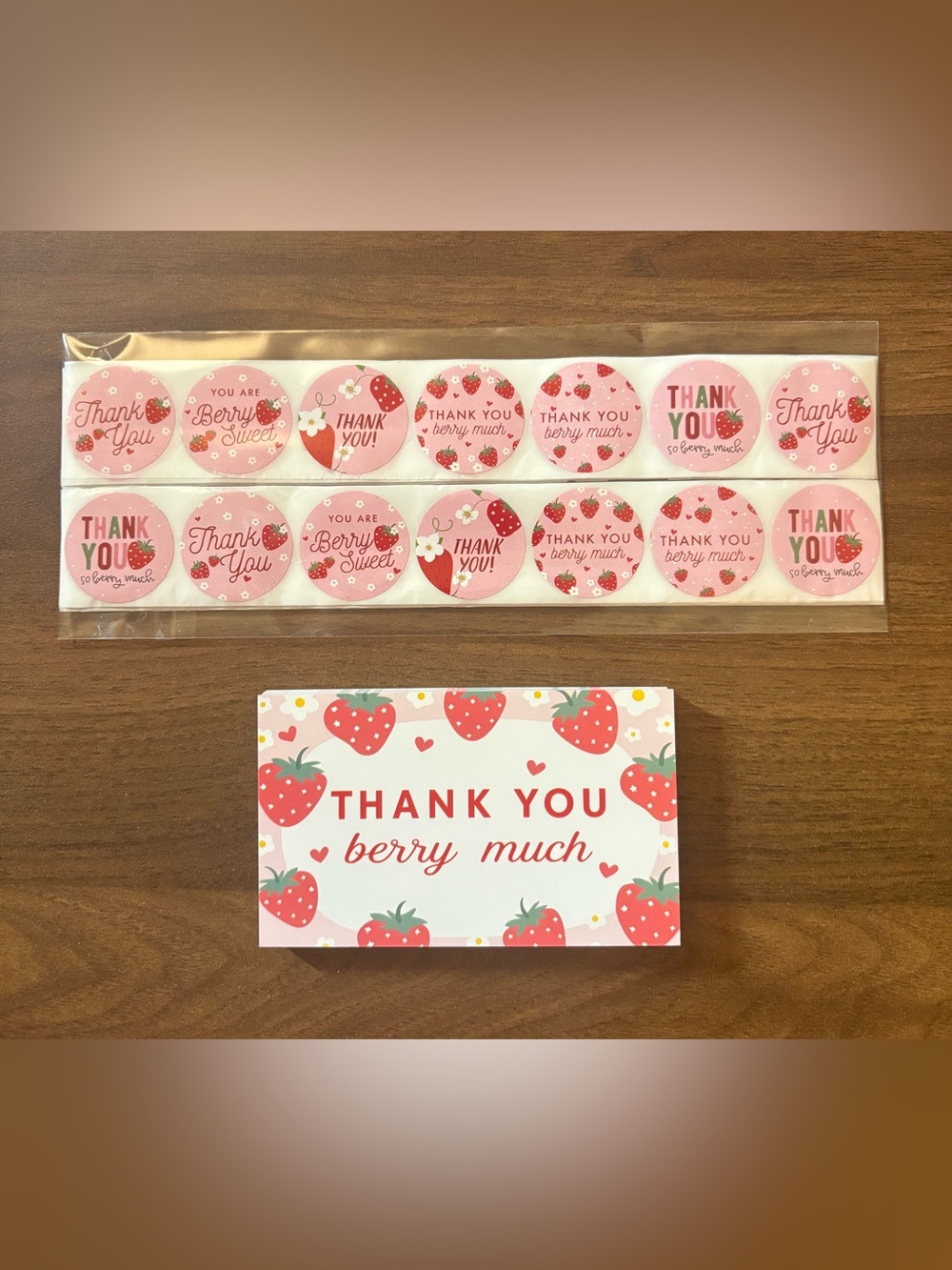 25 Thank You Berry Much Cards w/100 Matching 1” Berry Much Stickers